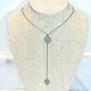 Francesca’s Silver-tone Flat Cable Chain Link Heart Pendant Adjustable Y-Drop Ne
